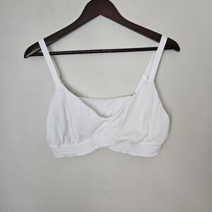 Aerie Superchill Modal Ribbed Triangle Bralette White Neutral Casual XXL Plus